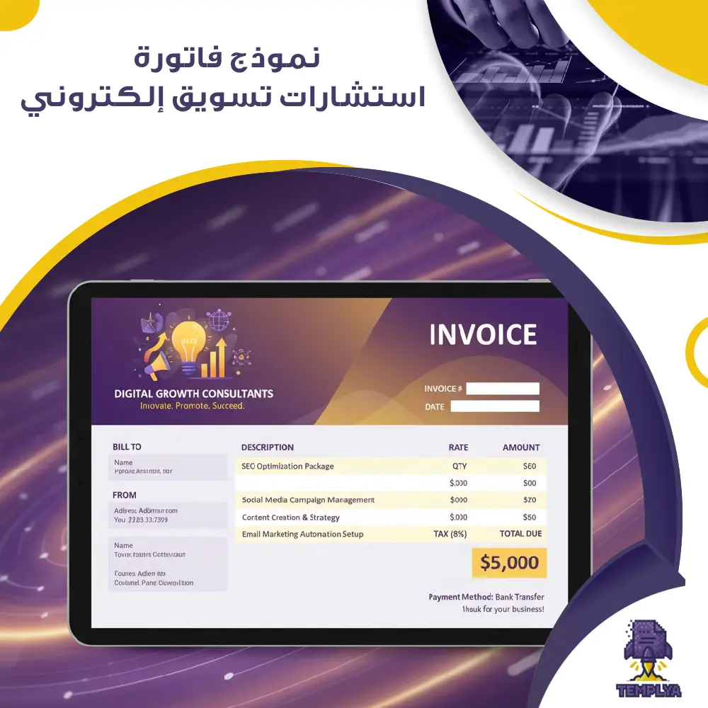 نموذج فاتورة استشارات تسويق إلكتروني نموذج فاتورة استشارات تسويق إلكتروني
